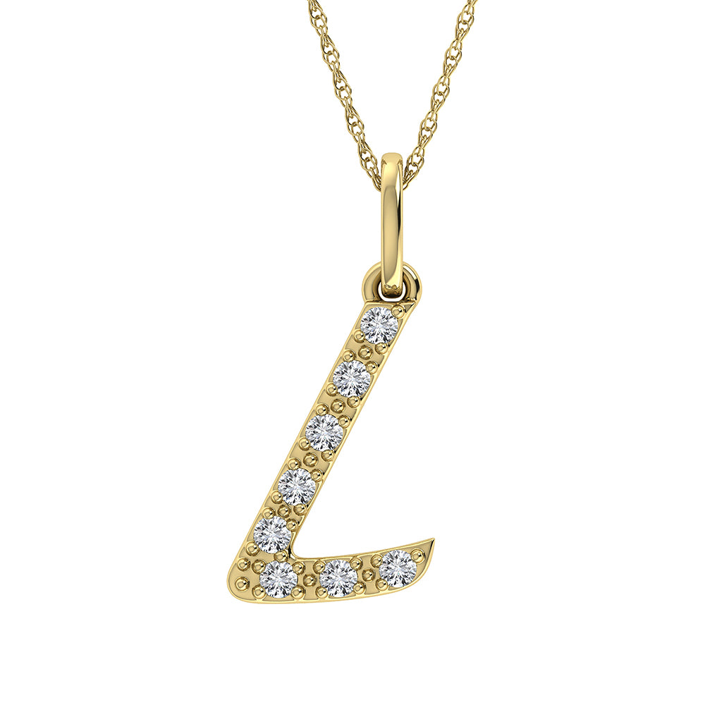 Diamond 1/8 Ct.Tw. Letter L Pendant in 10K Yellow Gold - thediamondsq