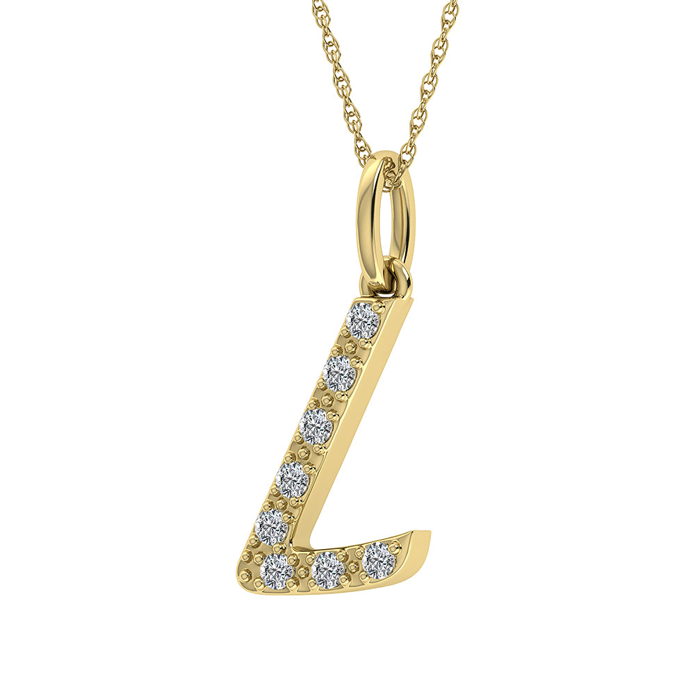 Diamond 1/8 Ct.Tw. Letter L Pendant in 10K Yellow Gold - thediamondsq