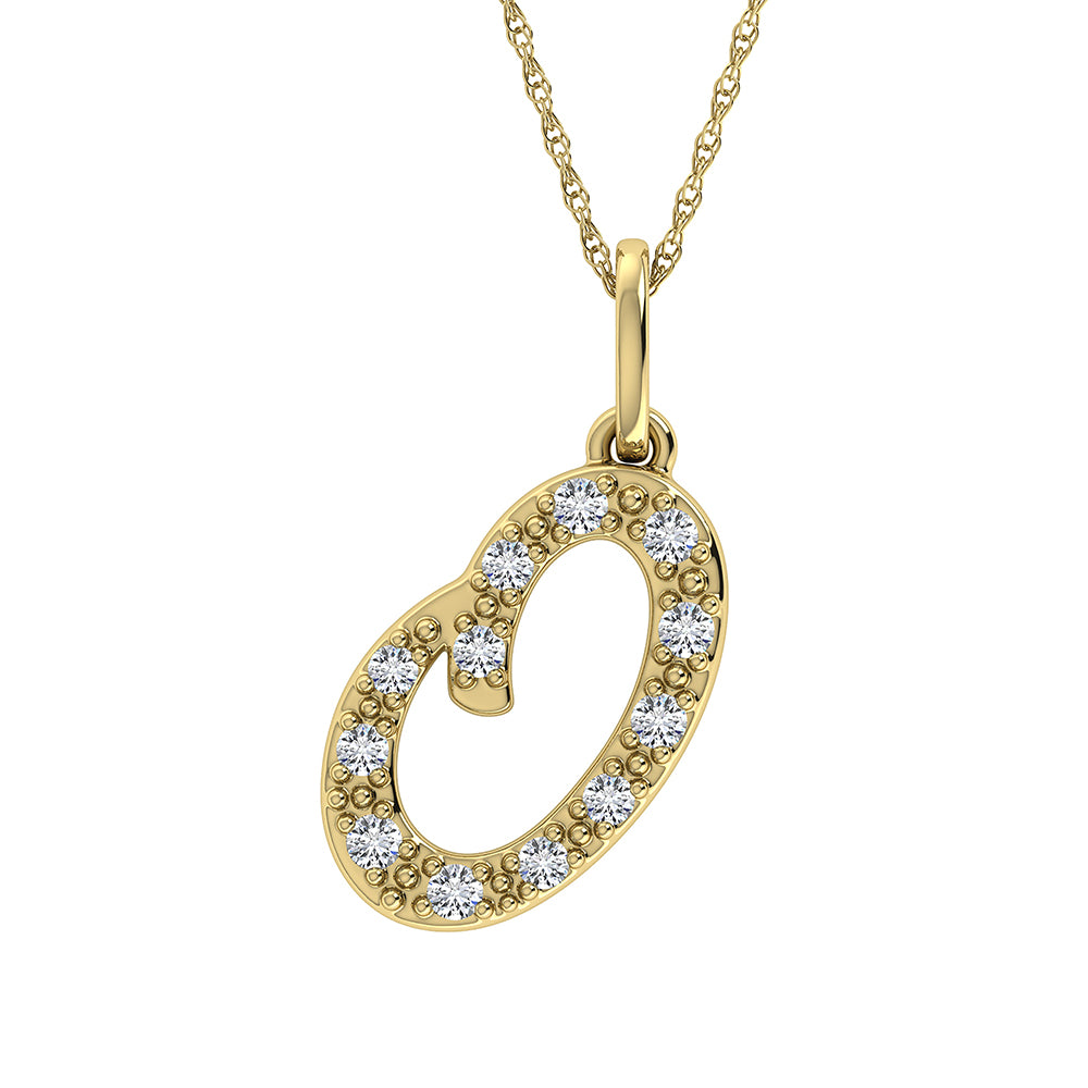 Diamond 1/8 Ct.Tw. Letter O Pendant in 10K Yellow Gold - thediamondsq