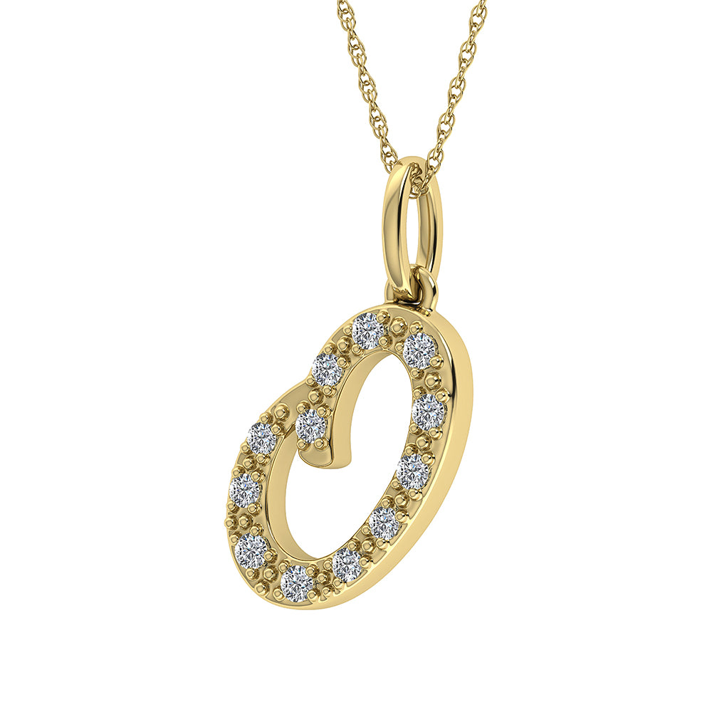 Diamond 1/8 Ct.Tw. Letter O Pendant in 10K Yellow Gold - thediamondsq