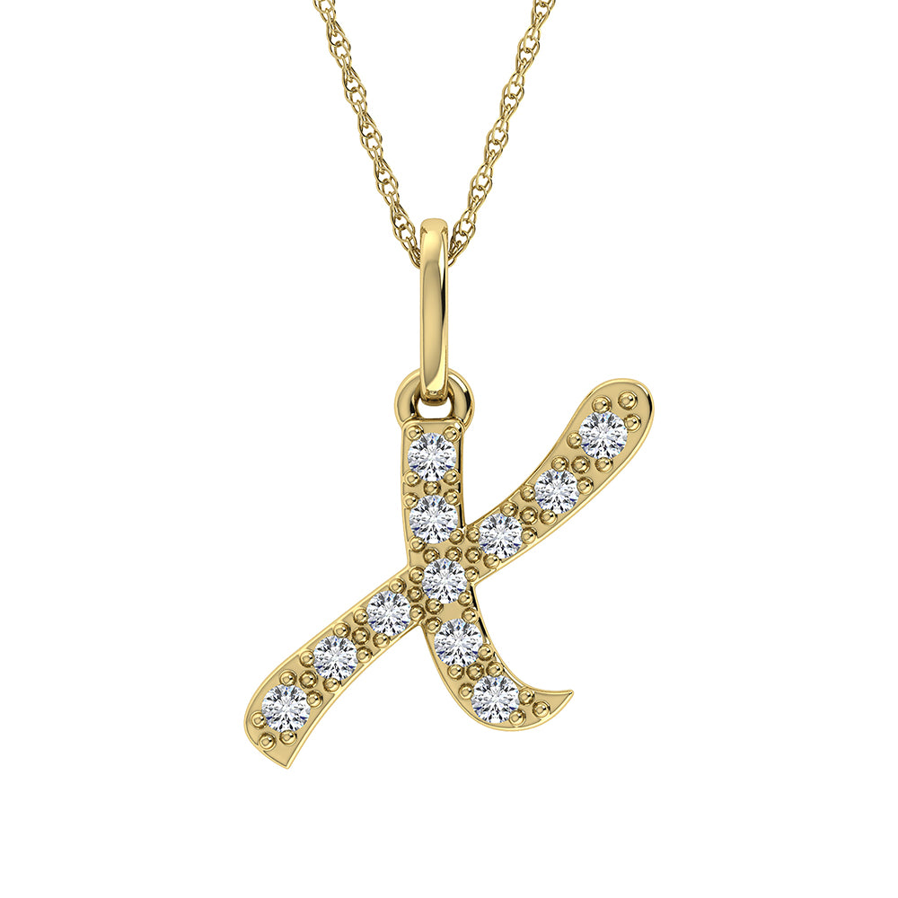 Diamond 1/8 Ct.Tw. Letter X Pendant in 10K Yellow Gold - thediamondsq