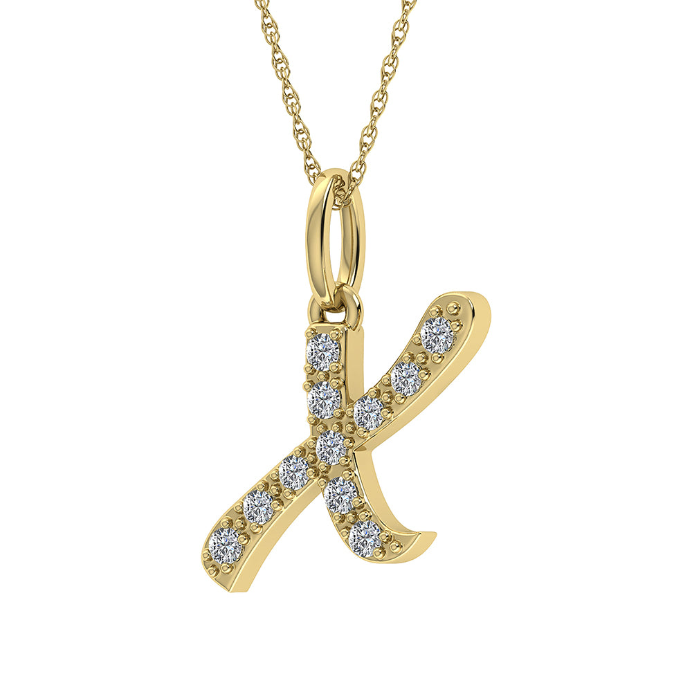 Diamond 1/8 Ct.Tw. Letter X Pendant in 10K Yellow Gold - thediamondsq