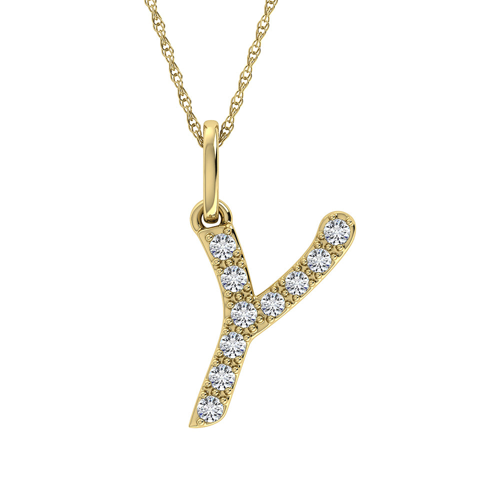 Diamond 1/8 Ct.Tw. Letter Y Pendant in 10K Yellow Gold