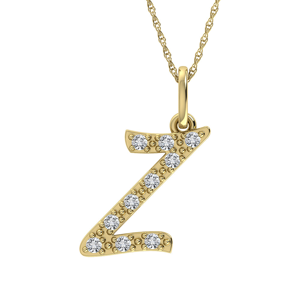 Diamond 1/8 Ct.Tw. Letter Z Pendant in 10K Yellow Gold - thediamondsq