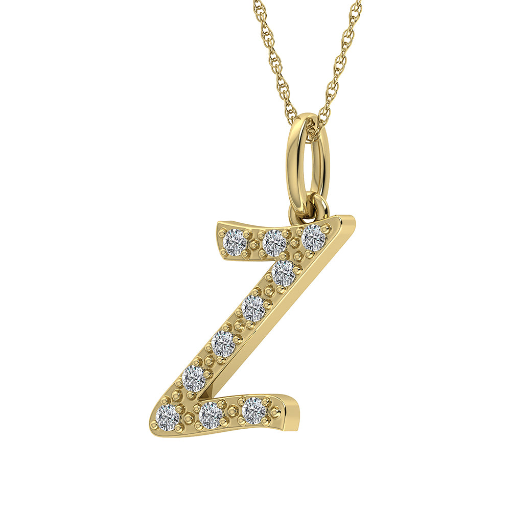 Diamond 1/8 Ct.Tw. Letter Z Pendant in 10K Yellow Gold - thediamondsq