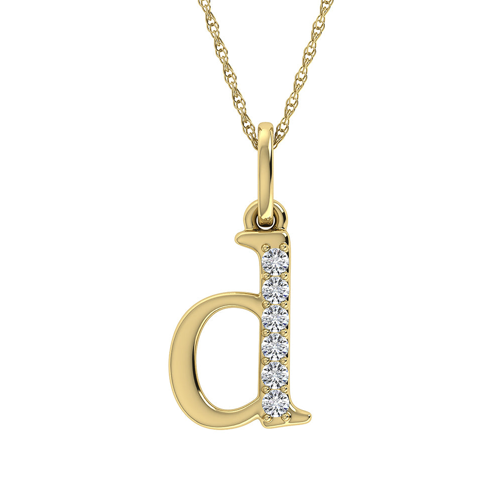 Diamond 1/20 Ct.Tw. Letter D Pendant in 10K Yellow Gold - thediamondsq