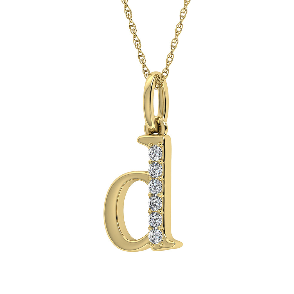 Diamond 1/20 Ct.Tw. Letter D Pendant in 10K Yellow Gold - thediamondsq