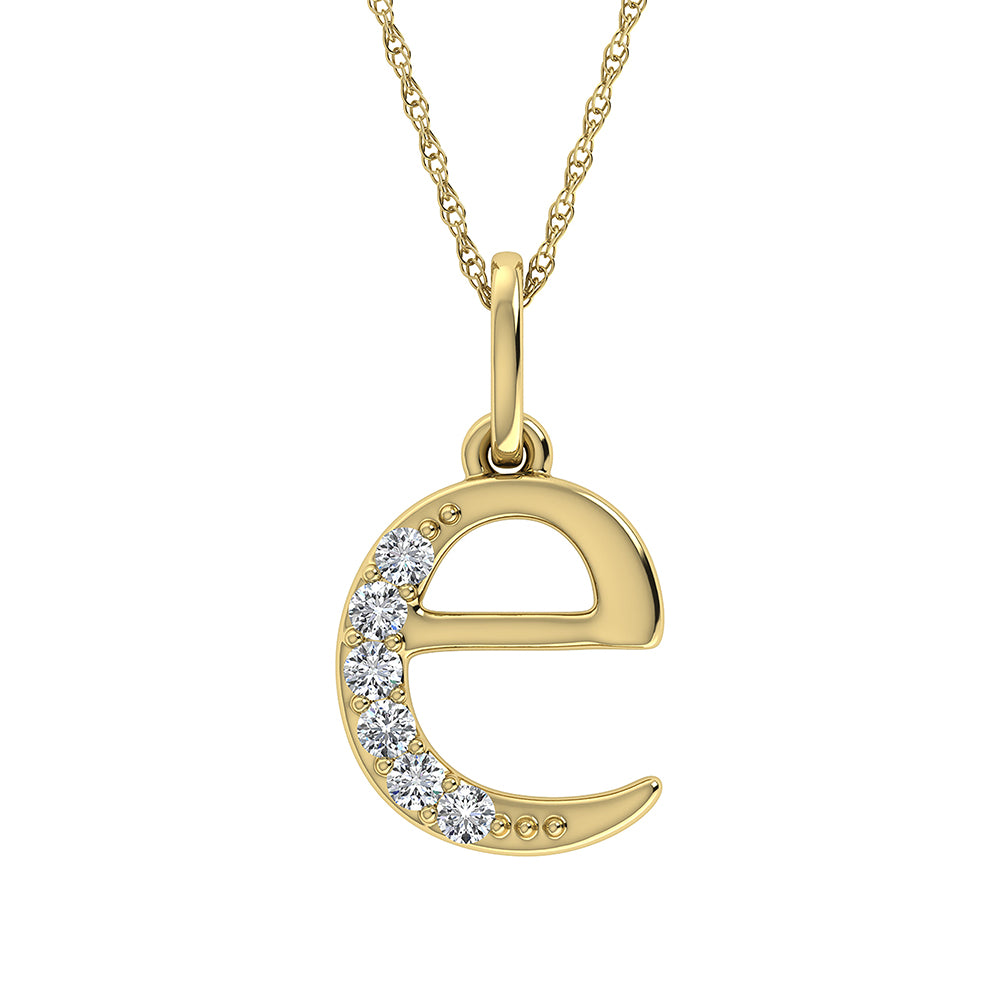 Diamond 1/20 Ct.Tw. Letter E Pendant in 10K Yellow Gold - thediamondsq