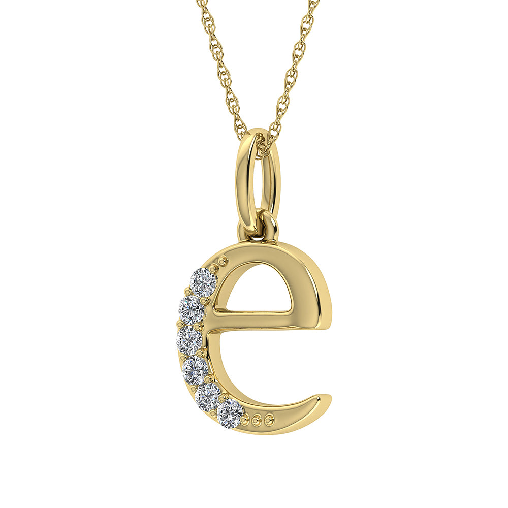 Diamond 1/20 Ct.Tw. Letter E Pendant in 10K Yellow Gold - thediamondsq