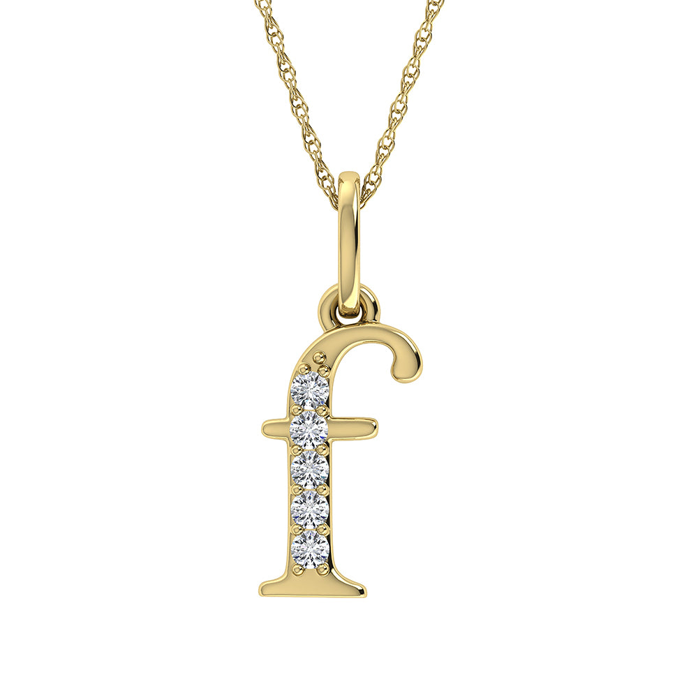 Diamond 1/20 Ct.Tw. Letter F Pendant in 10K Yellow Gold - thediamondsq