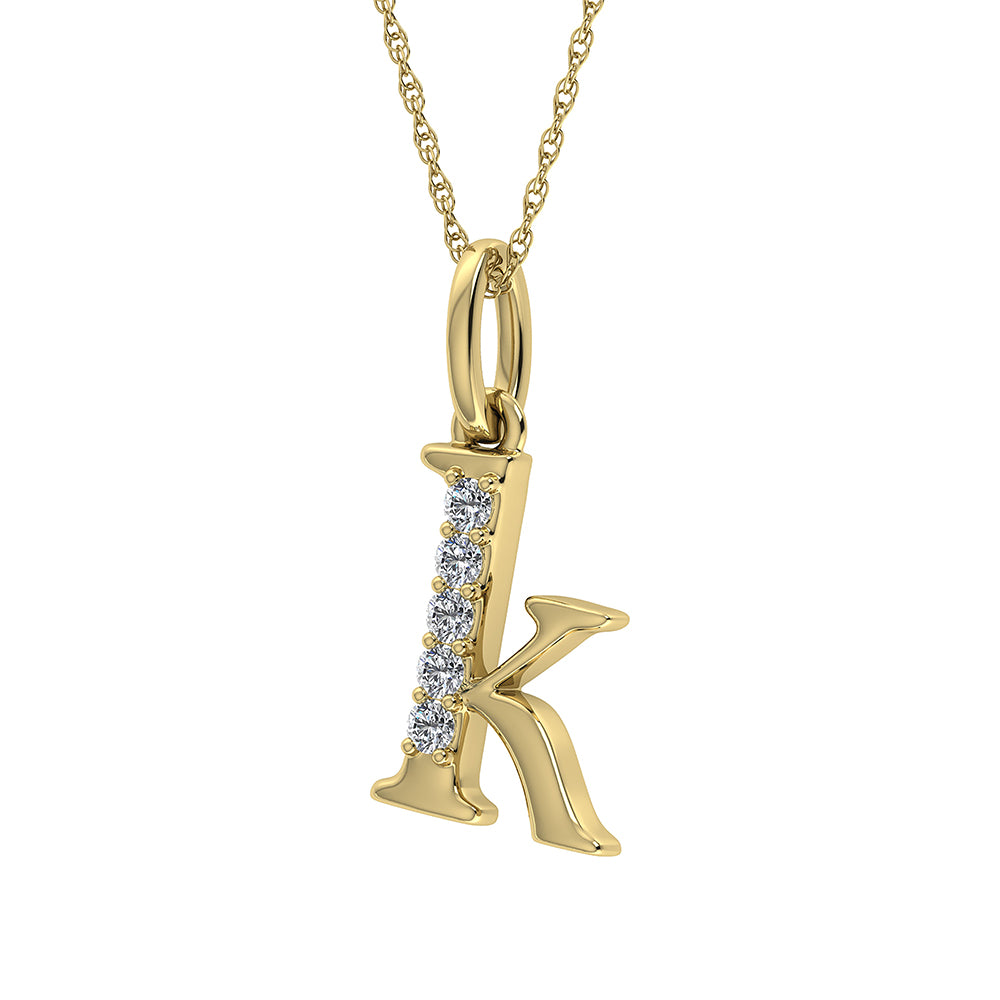 Diamond 1/20 Ct.Tw. Letter K Pendant in 10K Yellow Gold