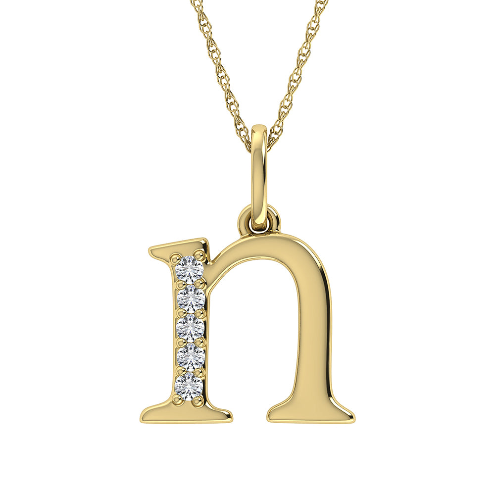 Diamond 1/20 Ct.Tw. Letter N Pendant in 10K Yellow Gold