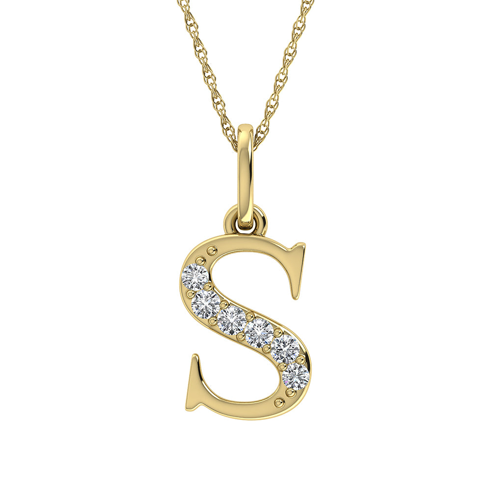 Diamond 1/20 Ct.Tw. Letter S Pendant in 10K Yellow Gold