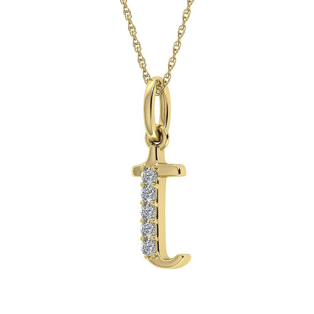 Diamond 1/20 Ct.Tw. Letter T Pendant in 10K Yellow Gold