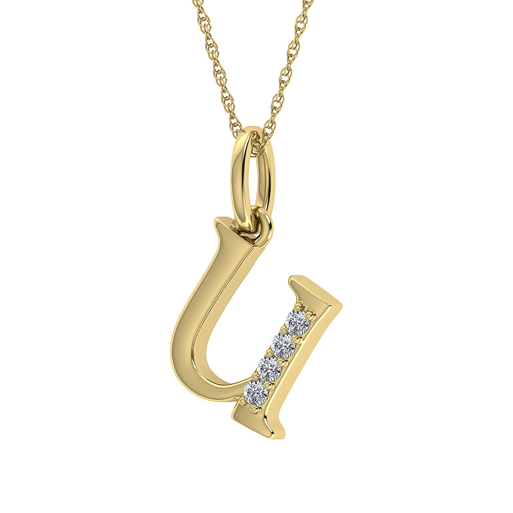 Diamond 1/20 Ct.Tw. Letter U Pendant in 10K Yellow Gold