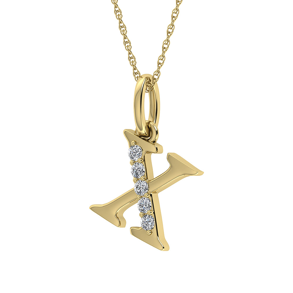 Diamond 1/20 Ct.Tw. Letter X Pendant in 10K Yellow Gold