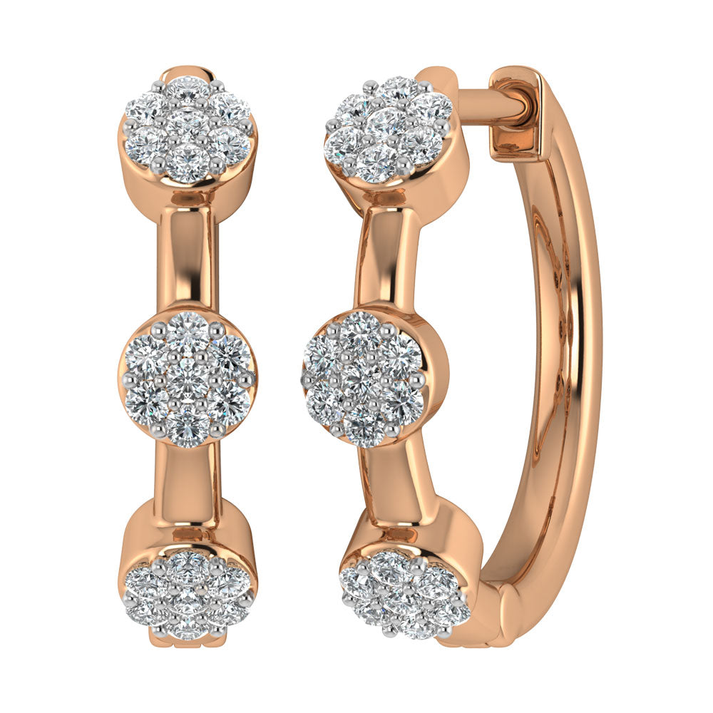 Diamond 1/5 Ct.Tw. Cluster Hoop Earrings in 10K Rose Gold