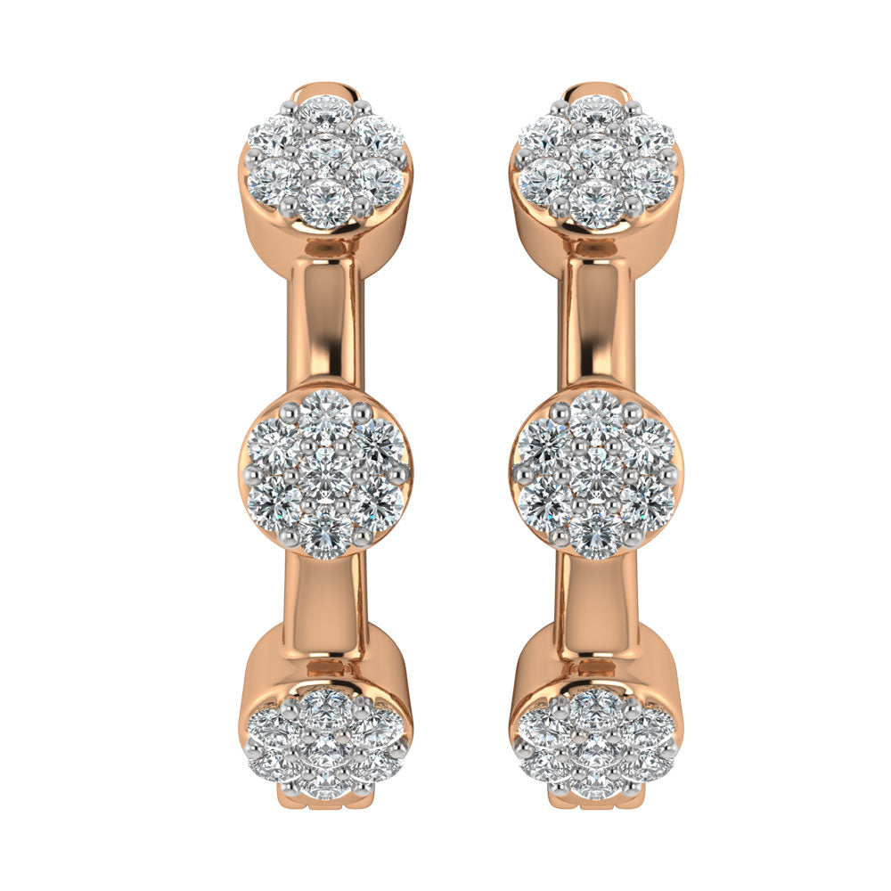 Diamond 1/5 Ct.Tw. Cluster Hoop Earrings in 10K Rose Gold