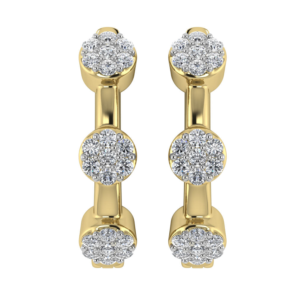 Diamond 1/5 Ct.Tw. Cluster Hoop Earrings in 10K Yellow Gold