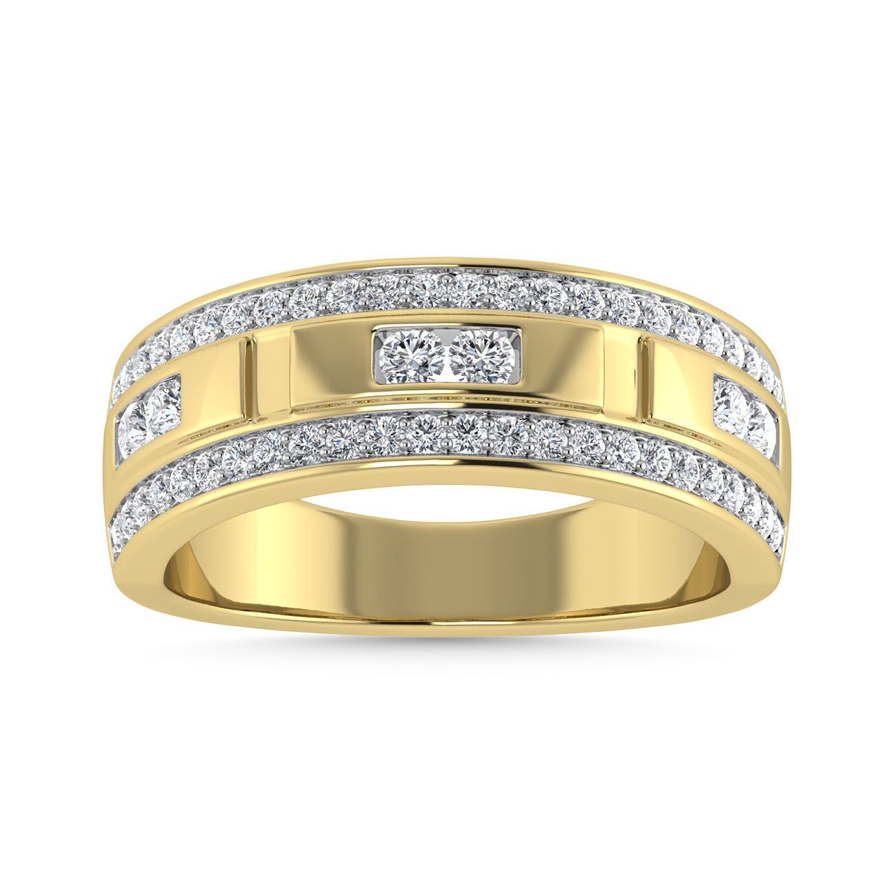 Diamond 3/4 Ct.Tw. Mens Wedding Band in 14K Yellow Gold