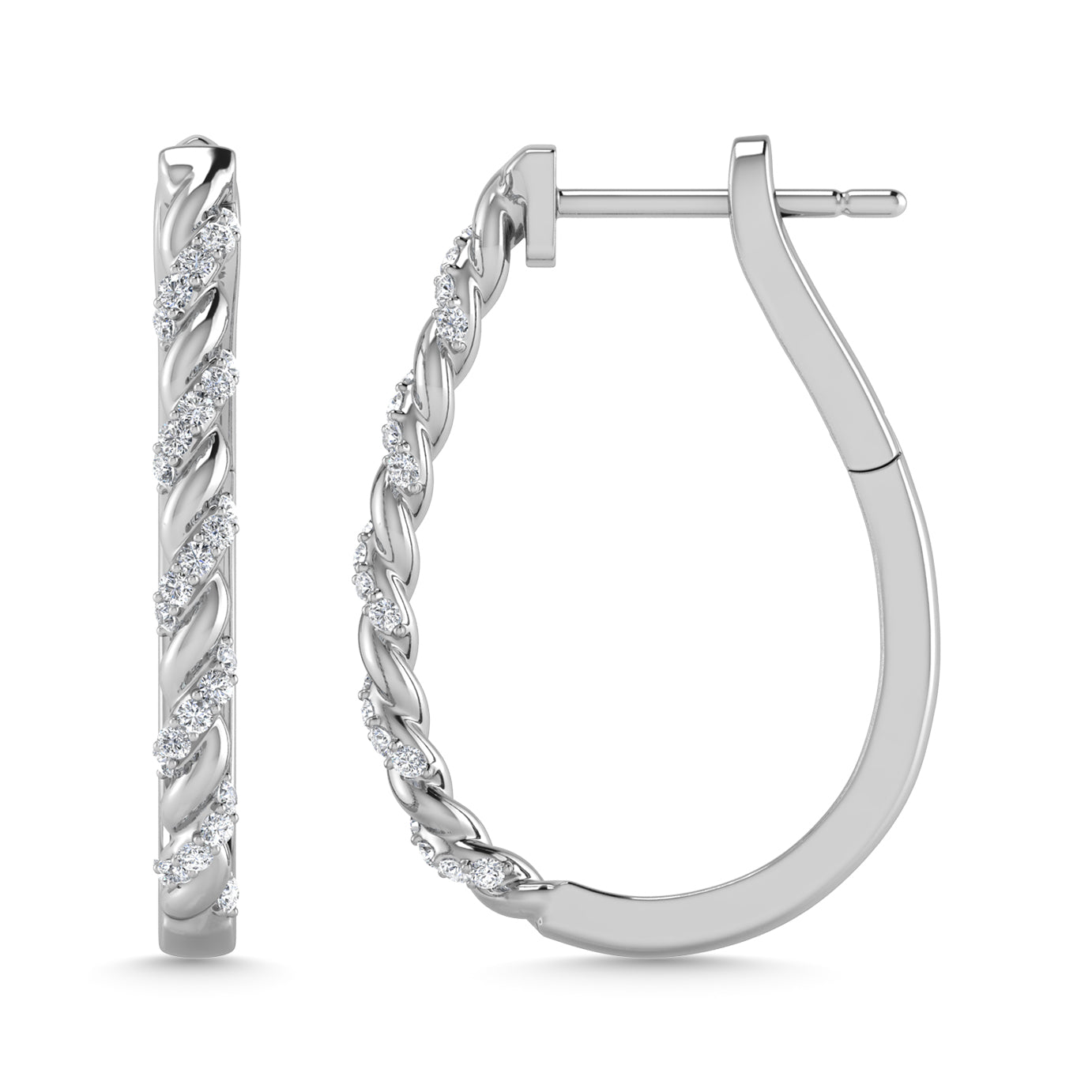 Diamond 3/8 Ct.Tw. Hoop Earrings in 10K White Gold