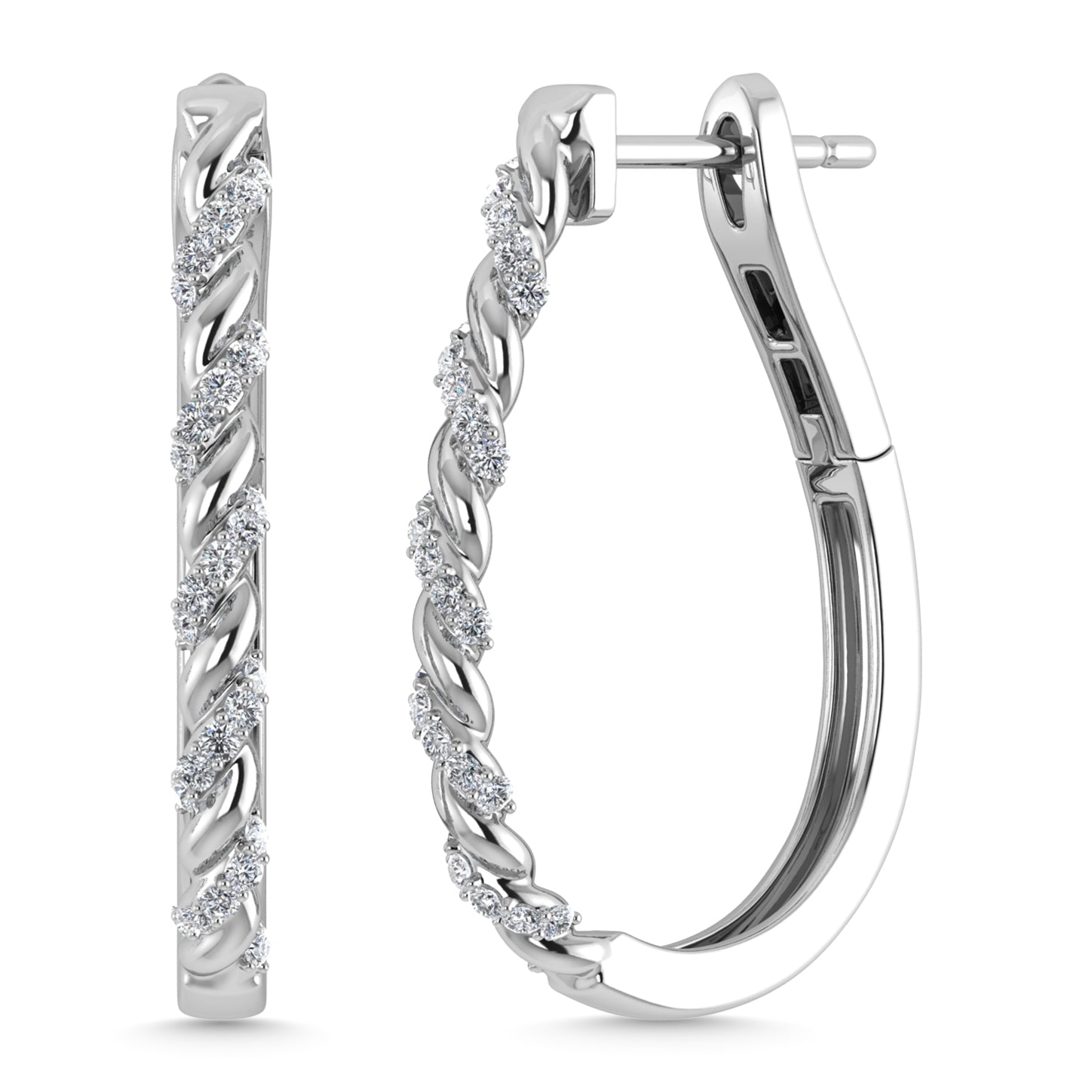 Diamond 3/8 Ct.Tw. Hoop Earrings in 10K White Gold