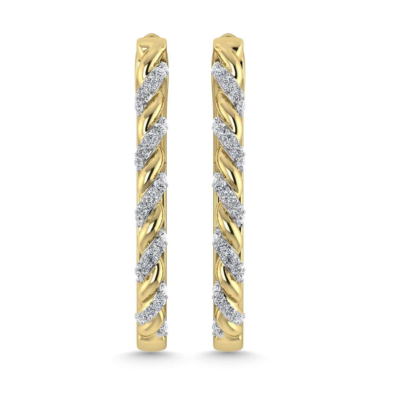 Diamond 3/8 Ct.Tw. Hoop Earrings in 10K Yellow Gold