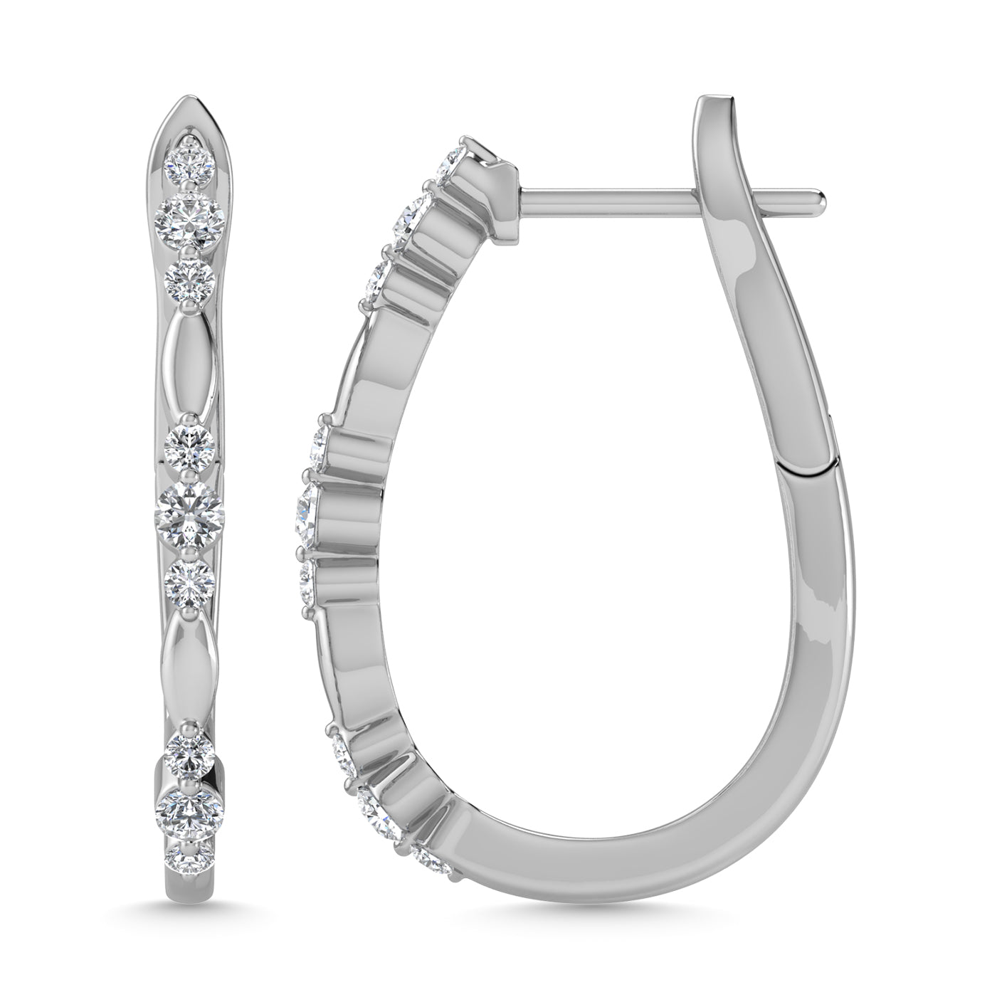 Diamond 3/8 Ct.Tw. Hoop Earrings in 10K White Gold