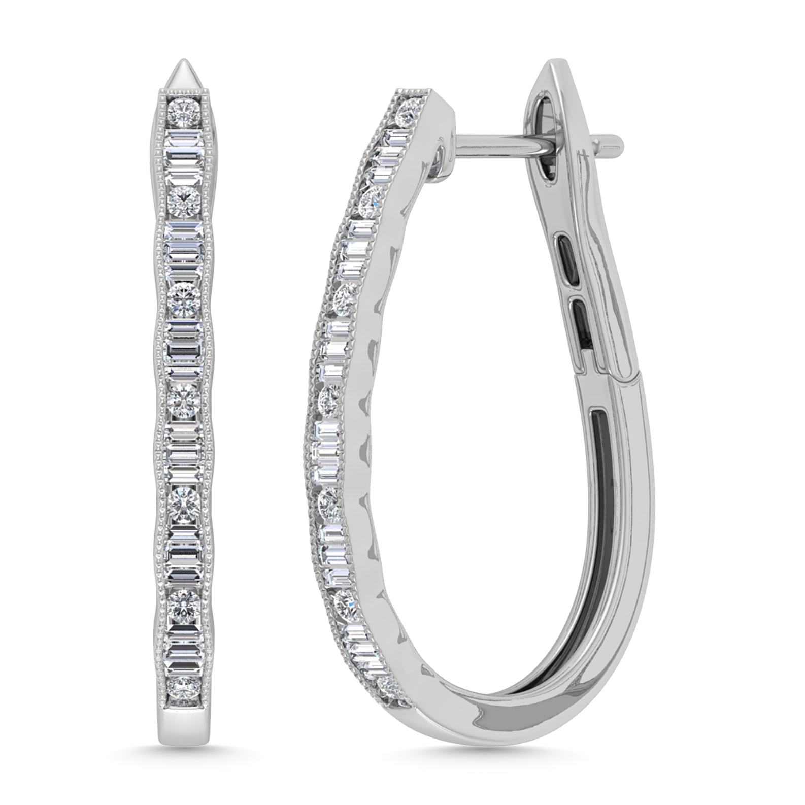 Diamond 1/2 Ct.Tw. Hoop Earrings in 10K White Gold