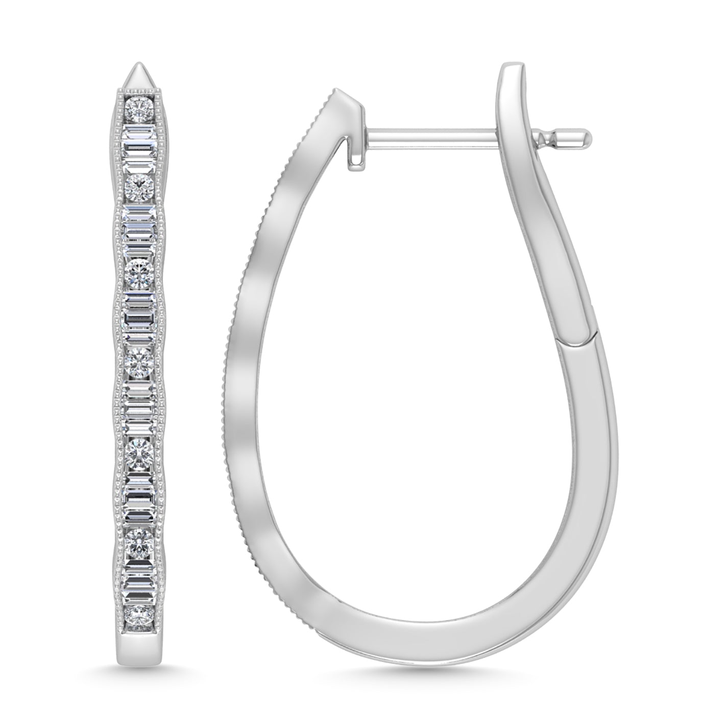 Diamond 1/2 Ct.Tw. Hoop Earrings in 10K White Gold