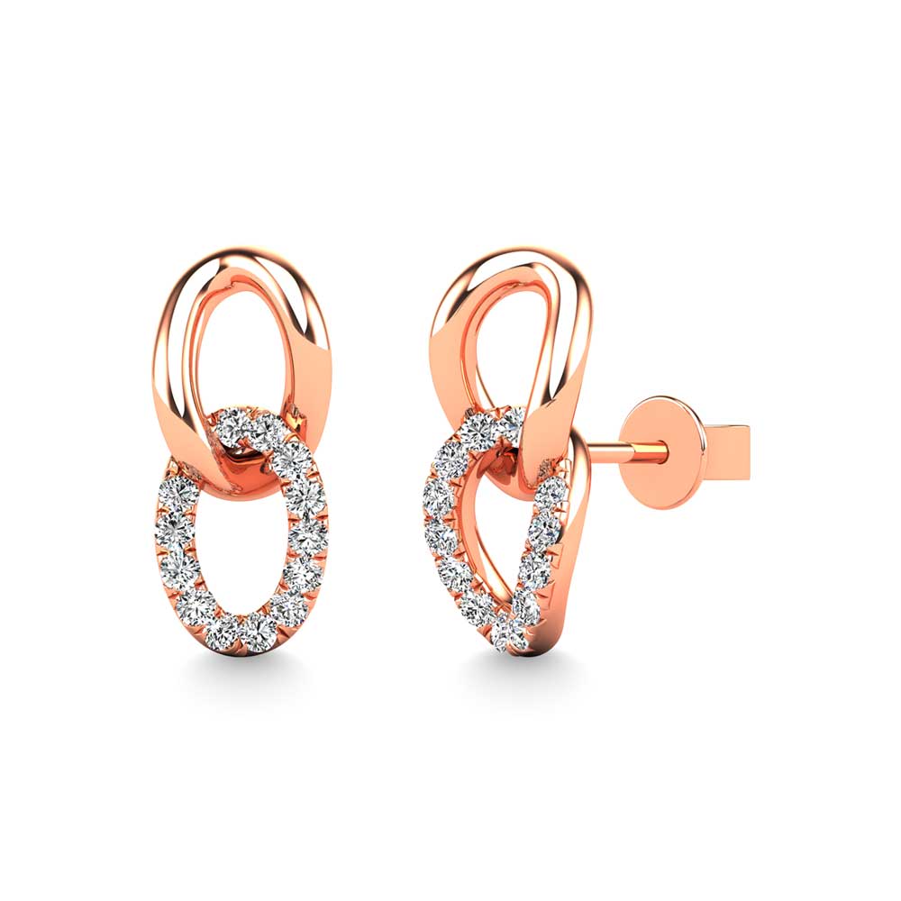 14K Rose Gold Diamond 1/8 Ct.Tw. Fashion Earrings