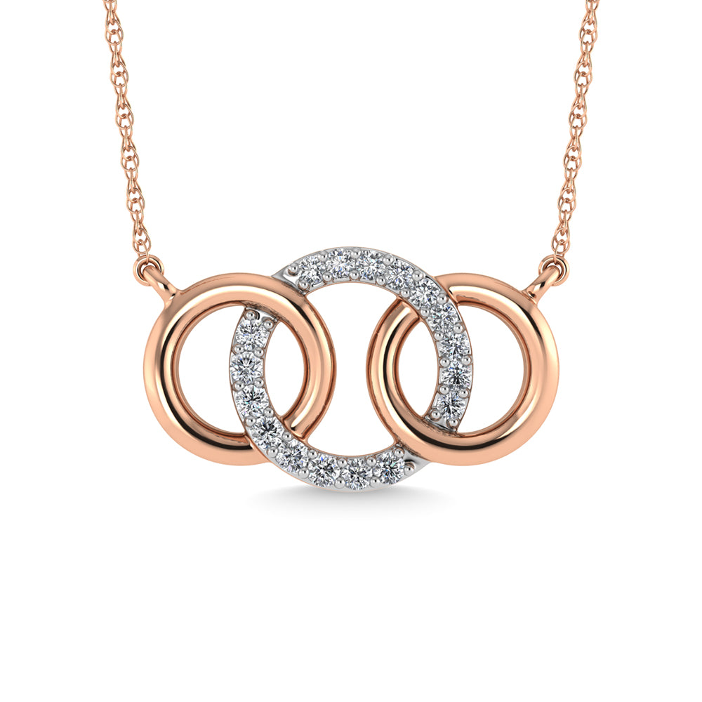 10K Rose Gold Diamond 1/10 Ct.Tw. Interlinked Circle Fashion Necklace