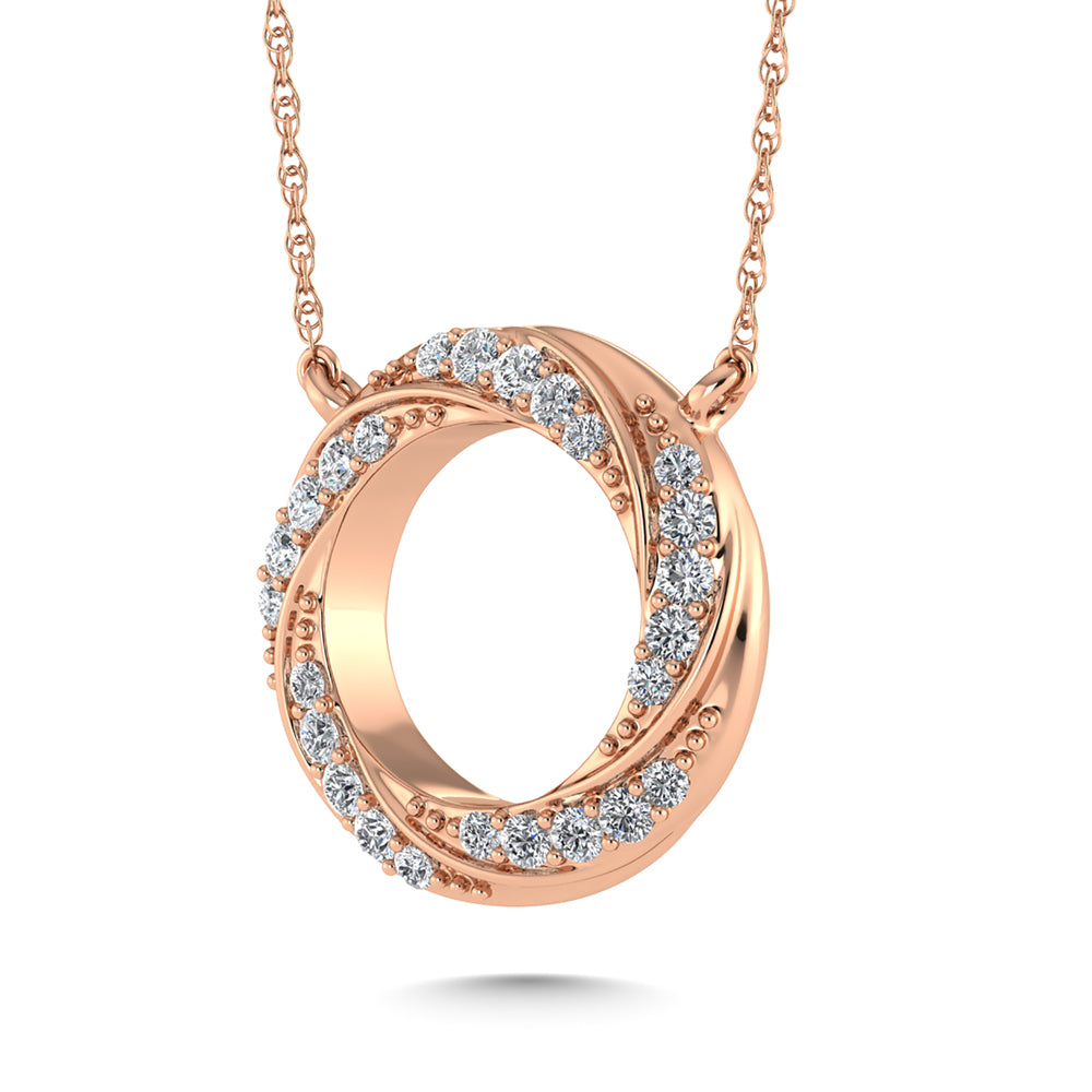 10K Rose Gold Diamond 1/6 Ct.Tw. Circle Fashion Necklace