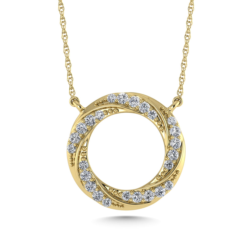 10K Yellow Gold Diamond 1/6 Ct.Tw. Circle Fashion Necklace