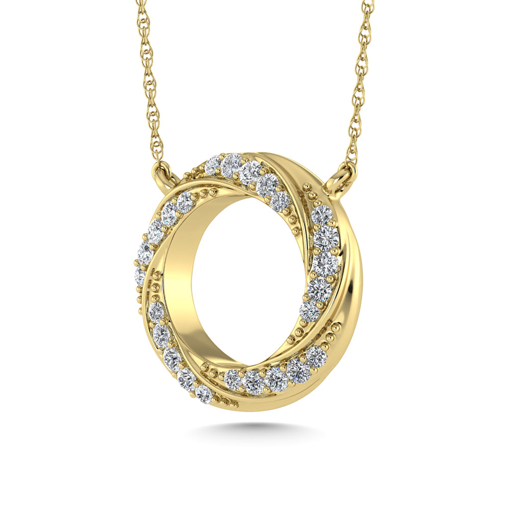 10K Yellow Gold Diamond 1/6 Ct.Tw. Circle Fashion Necklace