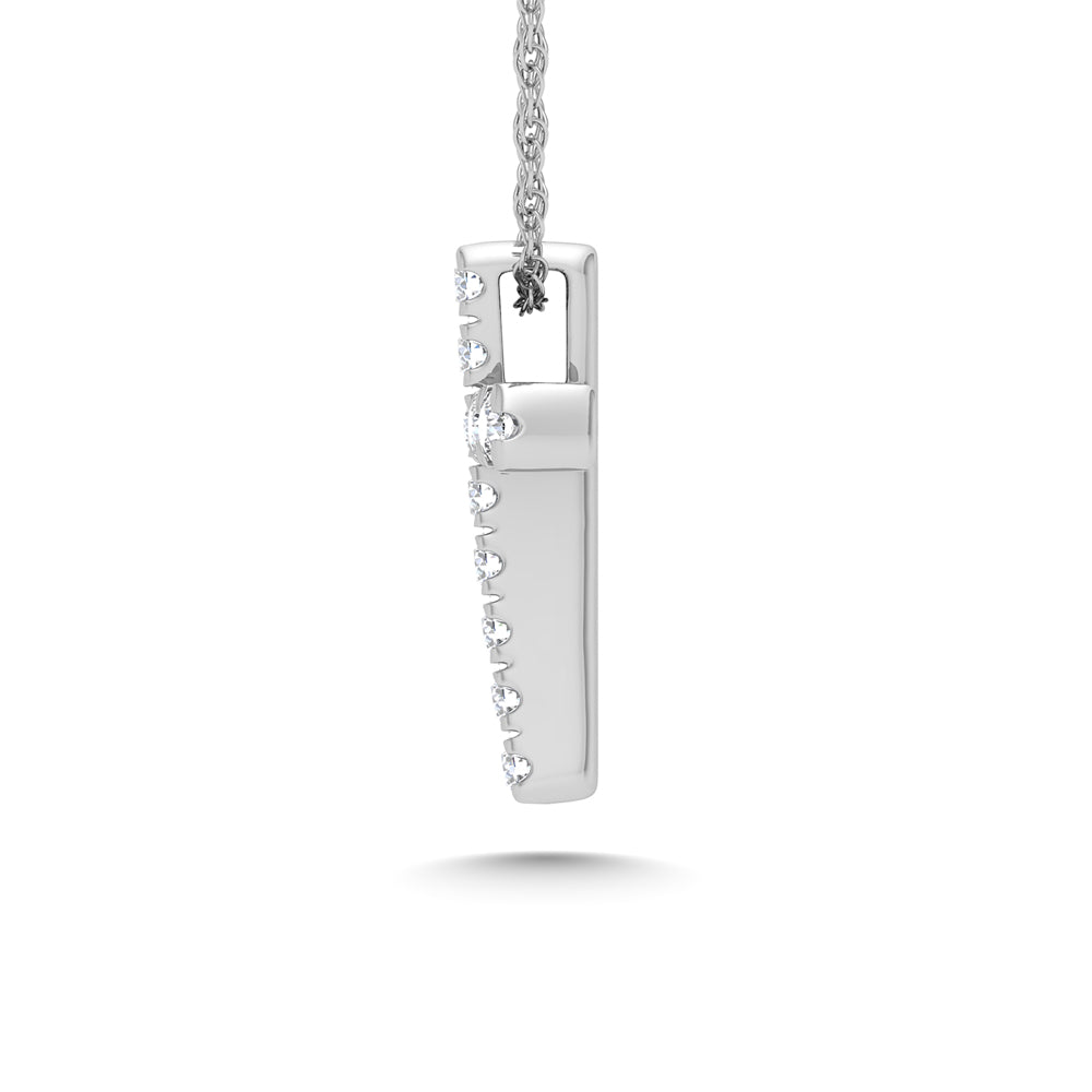 14K White Gold Diamond 1/8 Ct.Tw. Cross Pendant