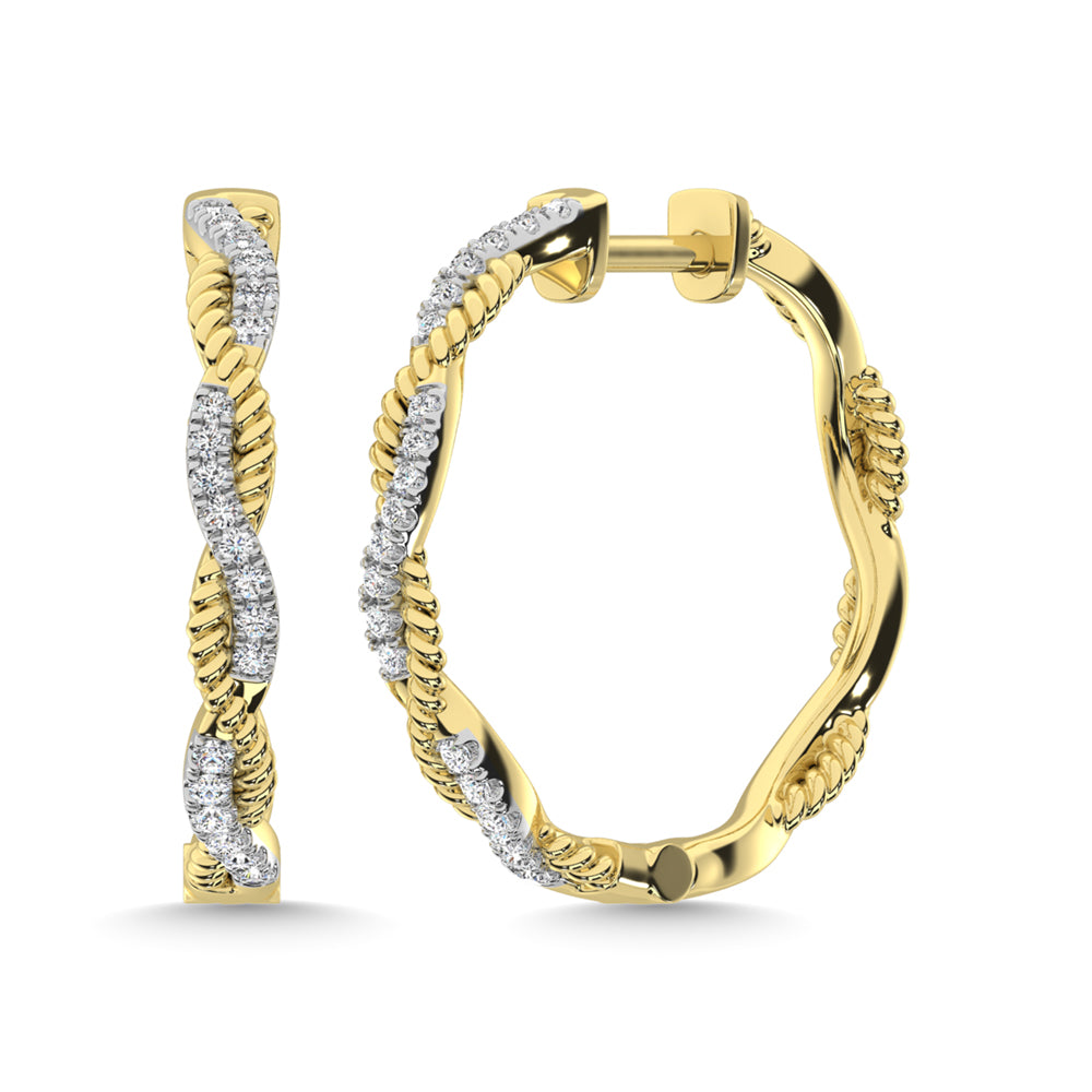 10K Yellow Gold Diamond 1/5 Ct.Tw. Hoop Earrings