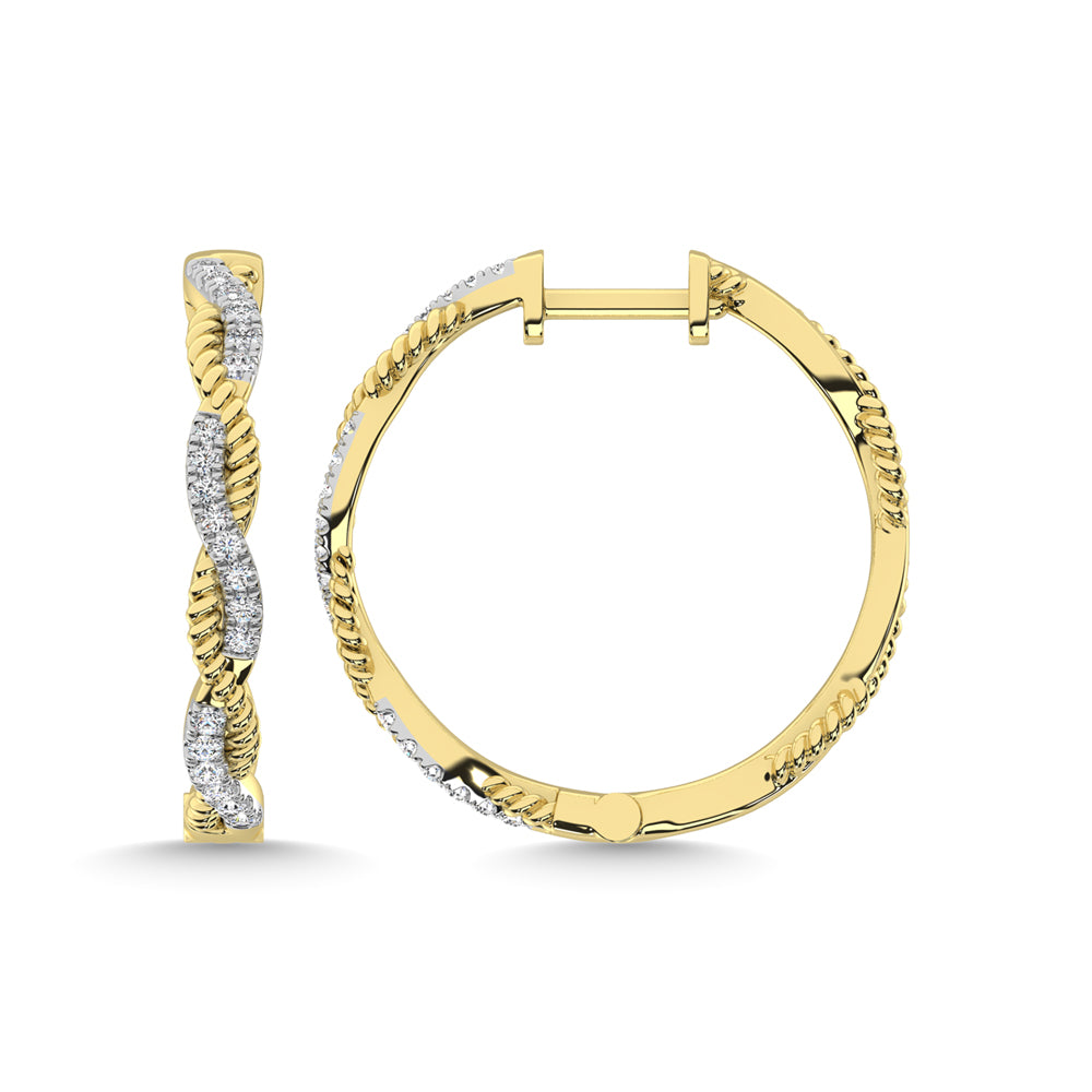 10K Yellow Gold Diamond 1/5 Ct.Tw. Hoop Earrings