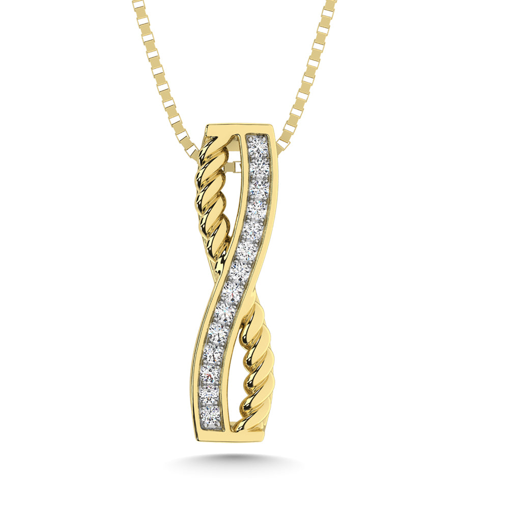 10K Yellow Gold Diamond 1/6 Ct.Tw. Crossover Fashion Pendant