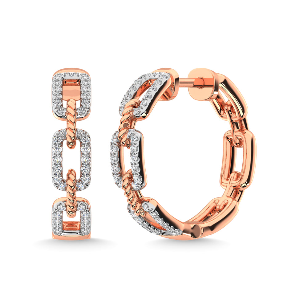 10K Rose Gold Diamond 3/8 Ct.Tw. Hoop Earrings