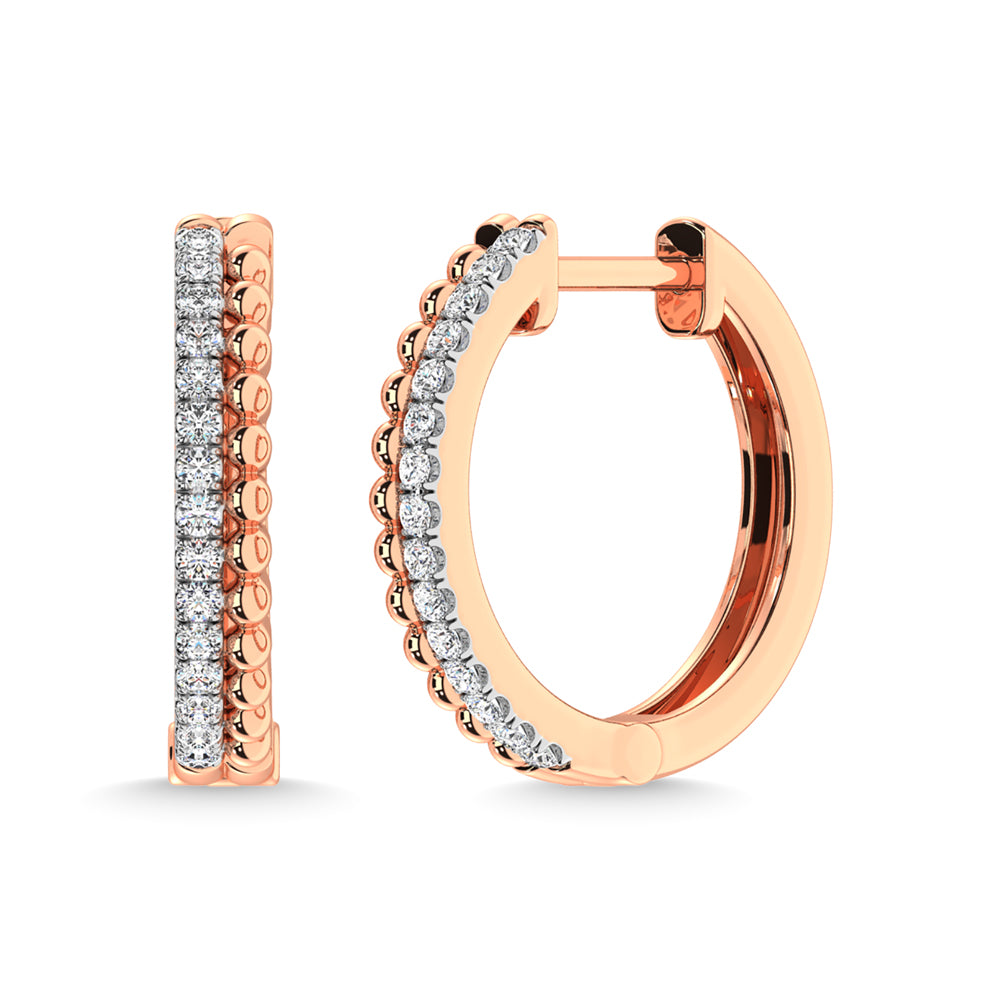 10K Rose Gold Diamond 1/5 Ct.Tw. Hoop Earrings