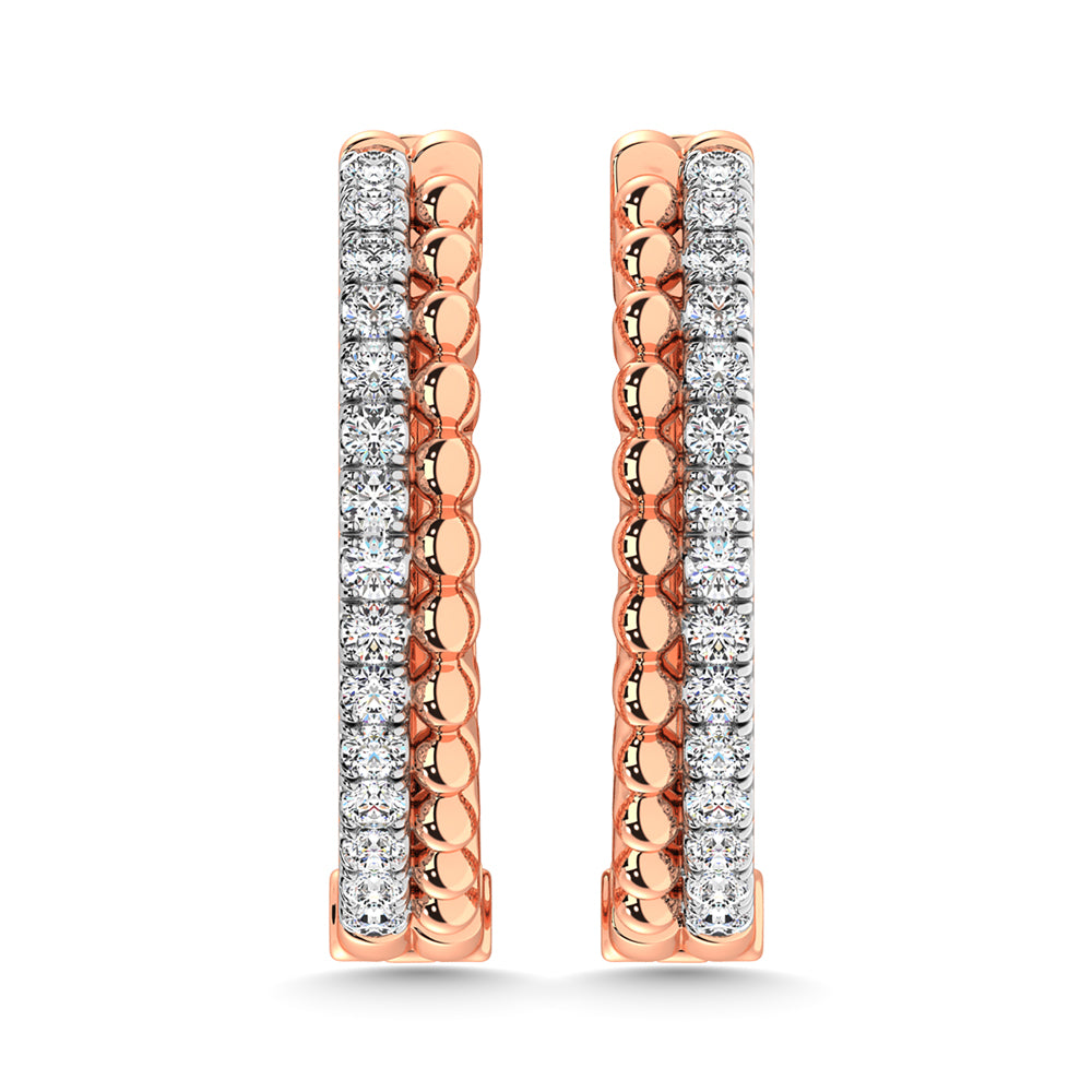 10K Rose Gold Diamond 1/5 Ct.Tw. Hoop Earrings