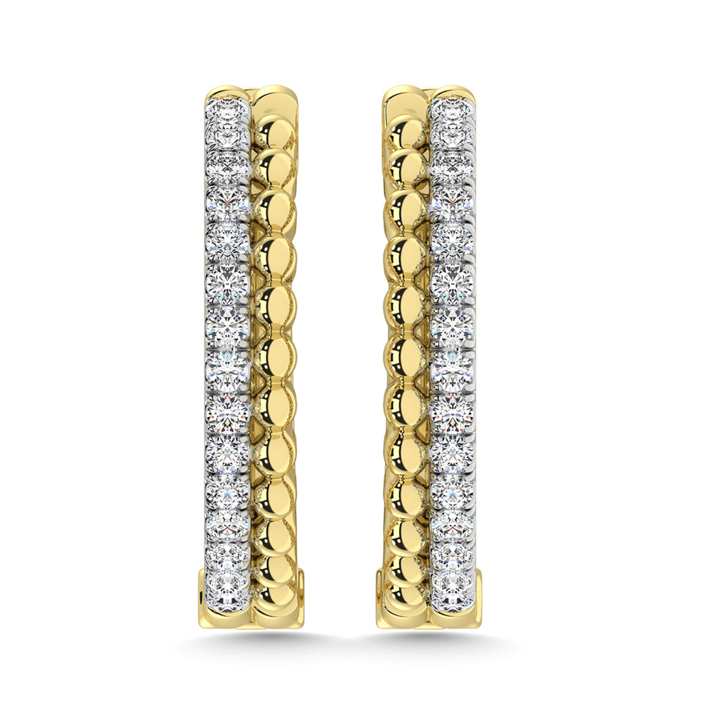 10K Yellow Gold Diamond 1/5 Ct.Tw. Hoop Earrings