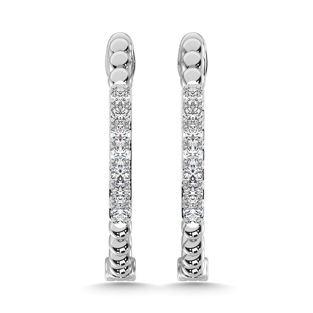 10K White Gold Diamond 1/6 Ct.Tw. Hoop Earrings