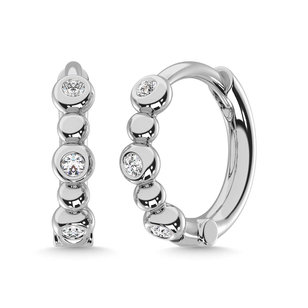 14K White Gold Diamond 1/10 Ct.Tw. Hoop Earrings