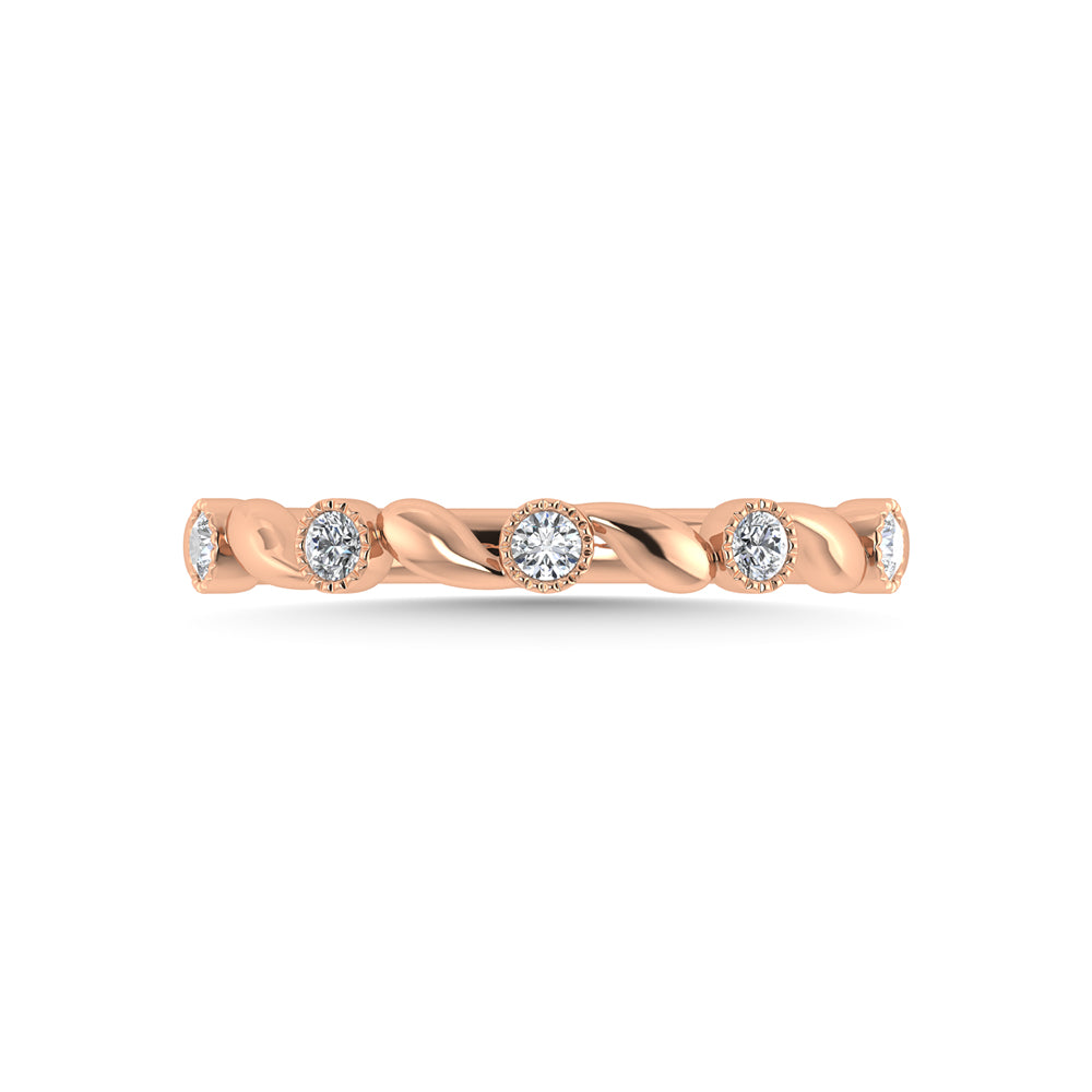 10K Rose Gold Diamond 1/10 Ct.Tw. Stackable Band