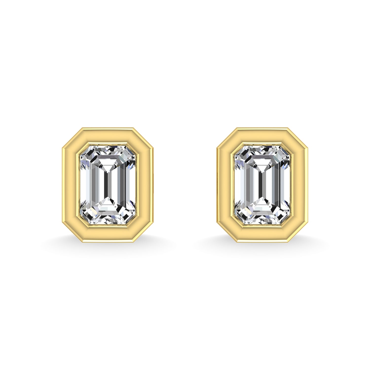 Diamond 1/5 Ct.Tw. Emerald Shape Stud Earrings in 14K Yellow Gold