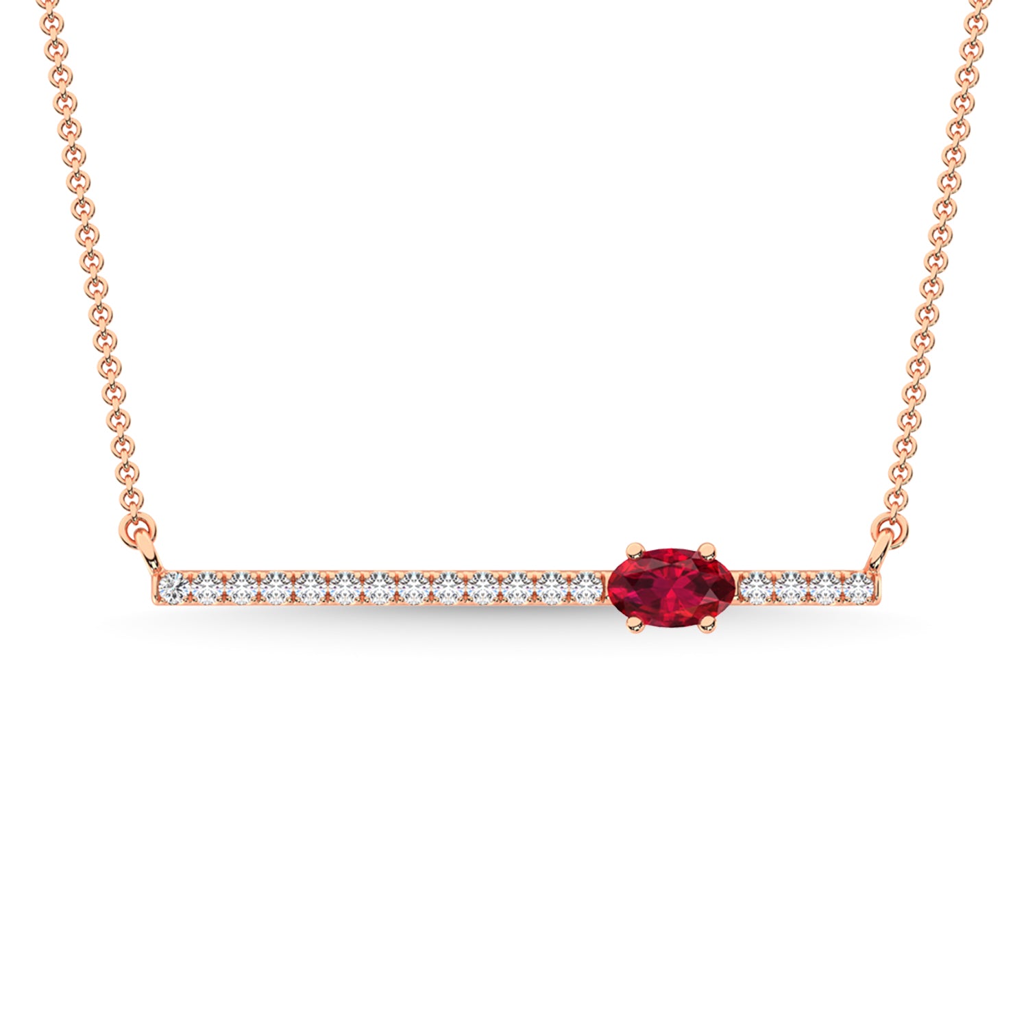 10K Rose Gold Diamond 1/2 Ct.Tw. And Ruby Necklace