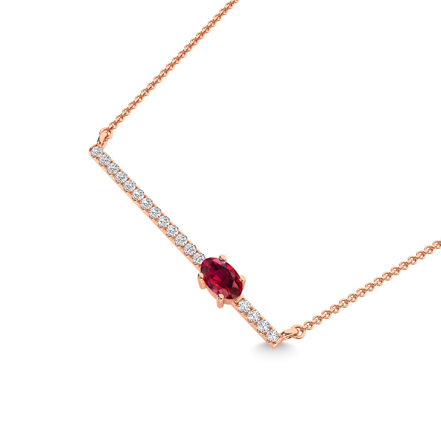 10K Rose Gold Diamond 1/2 Ct.Tw. And Ruby Necklace