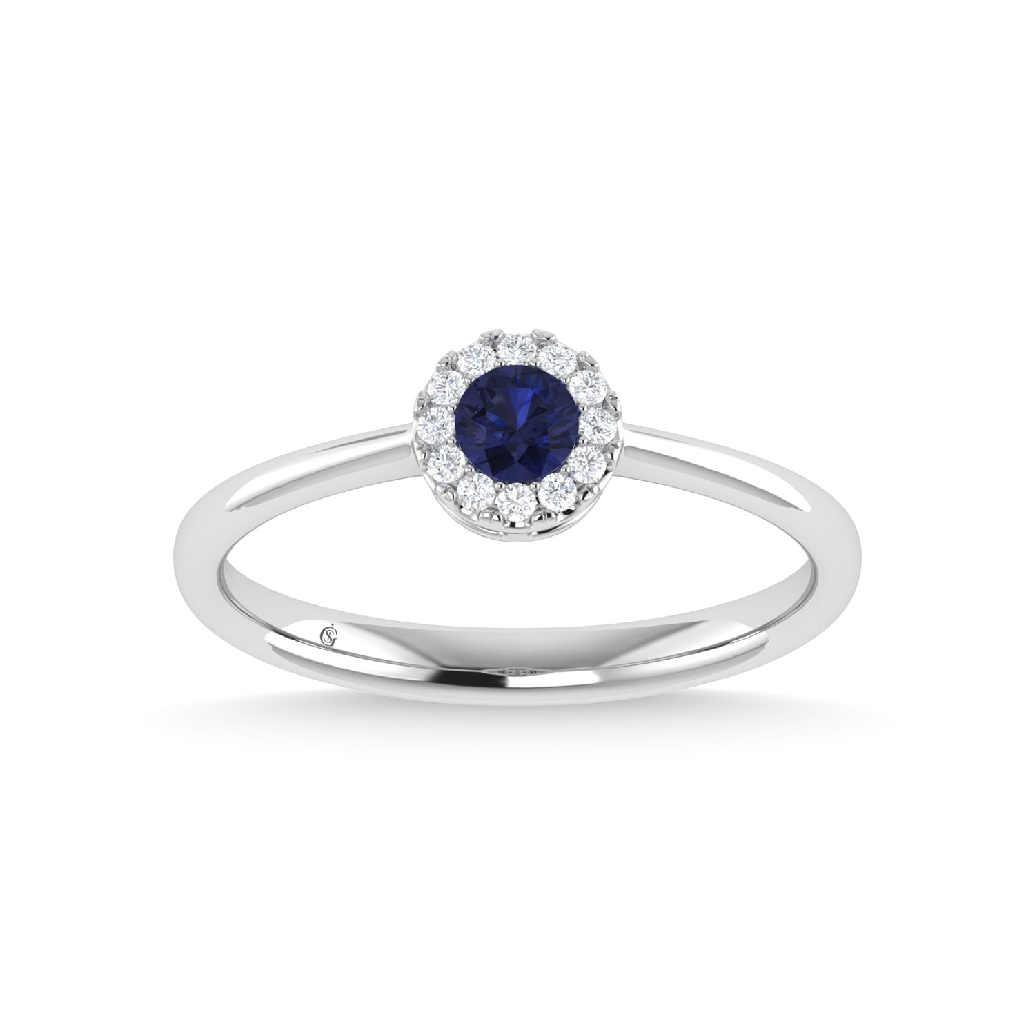 14K White Gold Blue Sapphire and Diamond 1/3 Ct.Tw. Fashion Ring